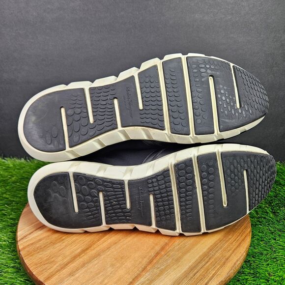 Salvatore Ferragamo Columbia Slip On Sneakers Mens Size 12 M Black White Comfort - Picture 13 of 16